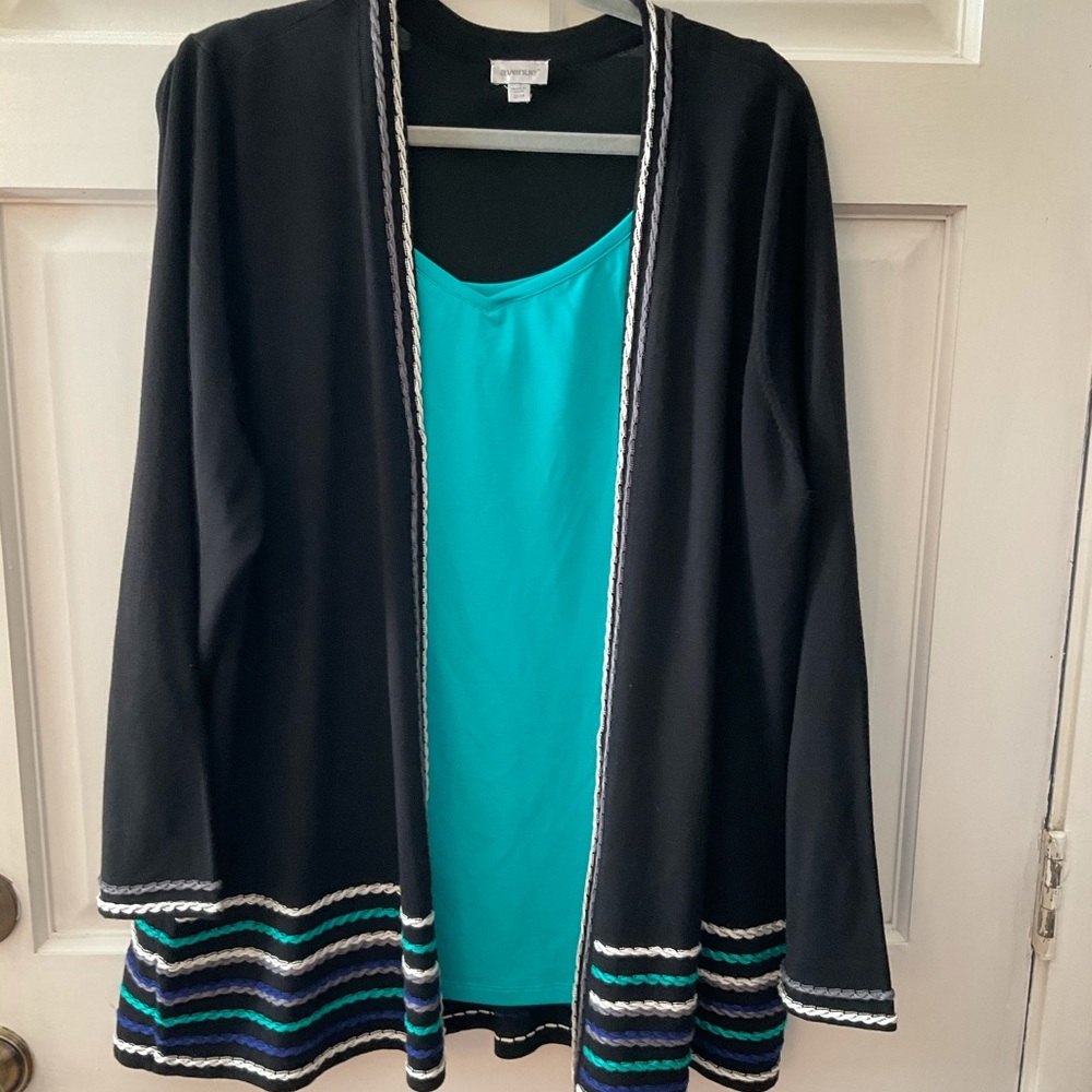 Two piece cardigan and coordinating shell